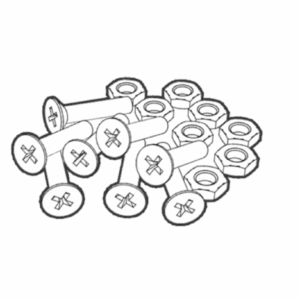 illustrated outline of a pile of bolts and nuts